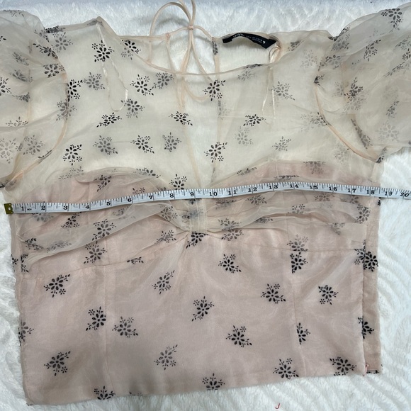 Zara Sheer Floral Blouse - Black and Cream - Picture 8 of 11